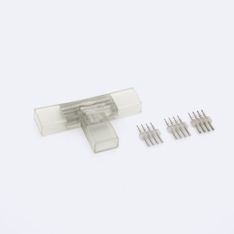 foto del prodotto connettore tipo t per tira led rgb 220v ac smd ip65 rgb