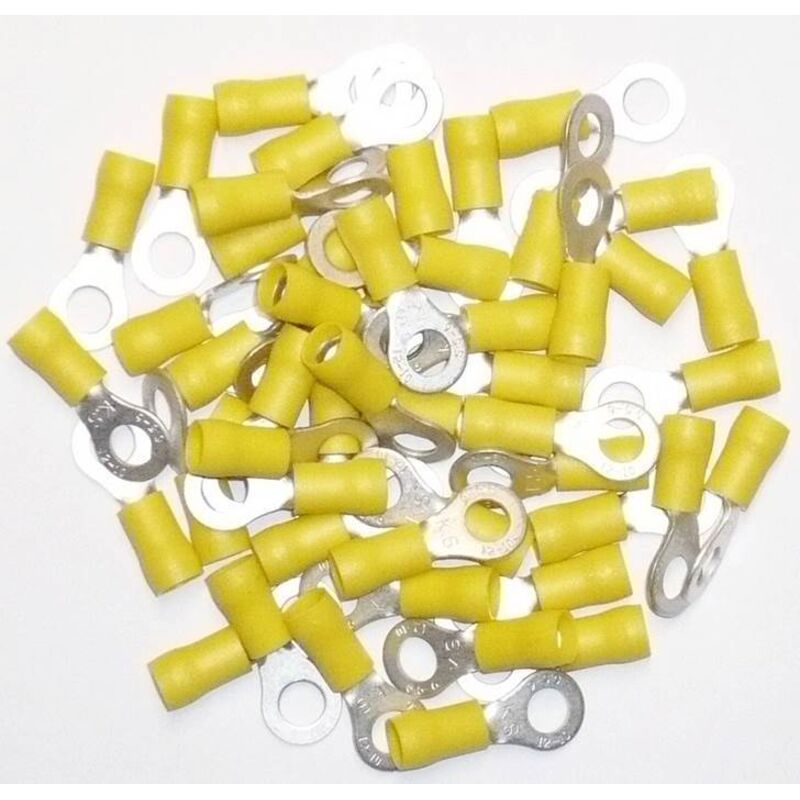 foto del prodotto connettori elettrici a 6 occhielli giallo sacchetto da 50 connettori