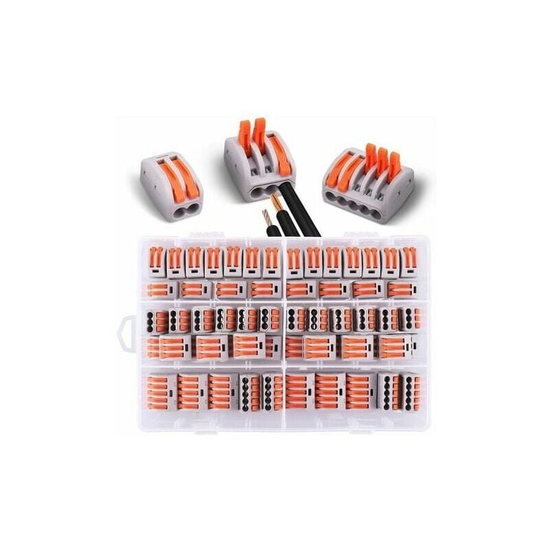 foto del prodotto connettori elettrici da 60 pezzi con leva di controllo, 30 pezzi a 2 vie, 20 pezzi a 3 vie, 10 pezzi a 5 vie