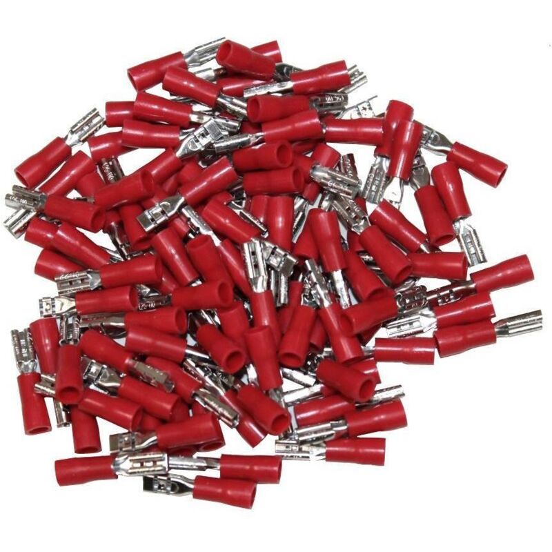 foto del prodotto connettori elettrici femmina a crimpare isolati rosso 2,8 sacchetto da 100
