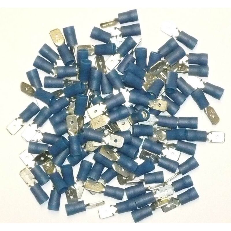 foto del prodotto connettori elettrici maschi blu 6,3 sacchetto da 100 connettori