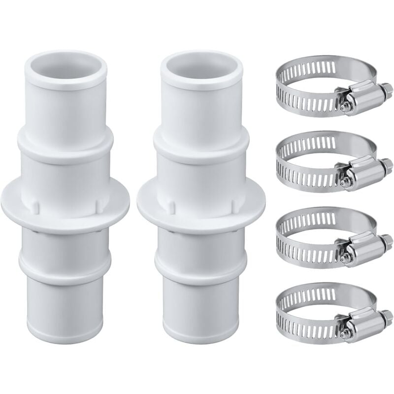 foto del prodotto connettori per tubo flessibile per piscina, con 4 fascette stringitubo in acciaio inossidabile, adattatore per tubo flessibile da 32 mm o 38 mm per