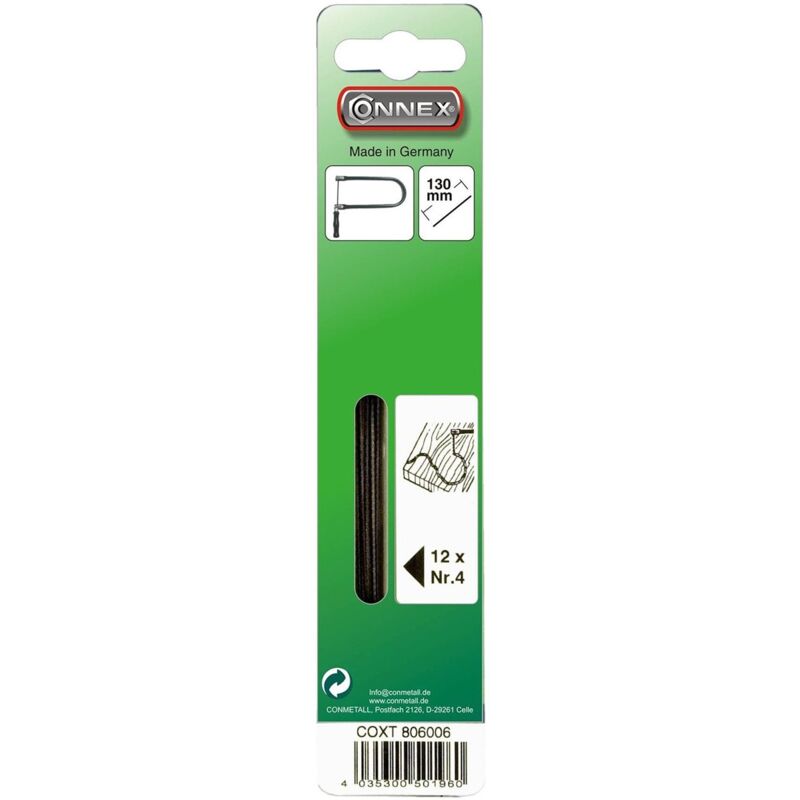 foto del prodotto connex coxt806006 lama di ricambio per sega da traforo taifun, 130 mm, confezione da 12 pezzi, misura 4, verde, 4