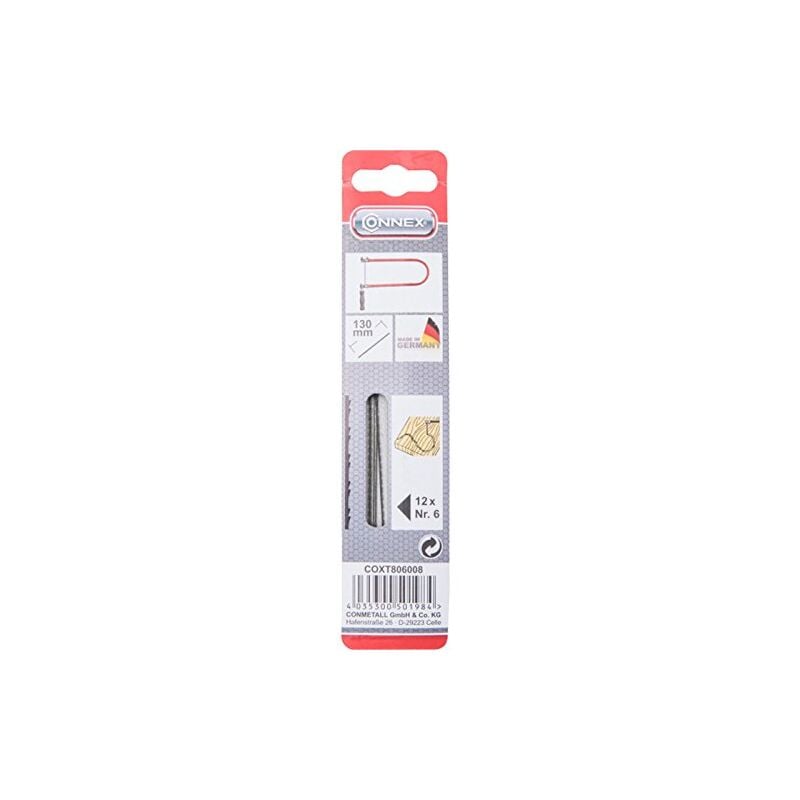 foto del prodotto connex coxt806008 coxt806008 lama di ricambio per sega da traforo taifun, 130 mm, confezione da 12 pezzi, misura 6 media, verde, 6