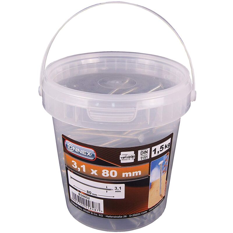 foto del prodotto connex masidef 1,5kg chiodi teste piana in secchiello 3,1x80 mm