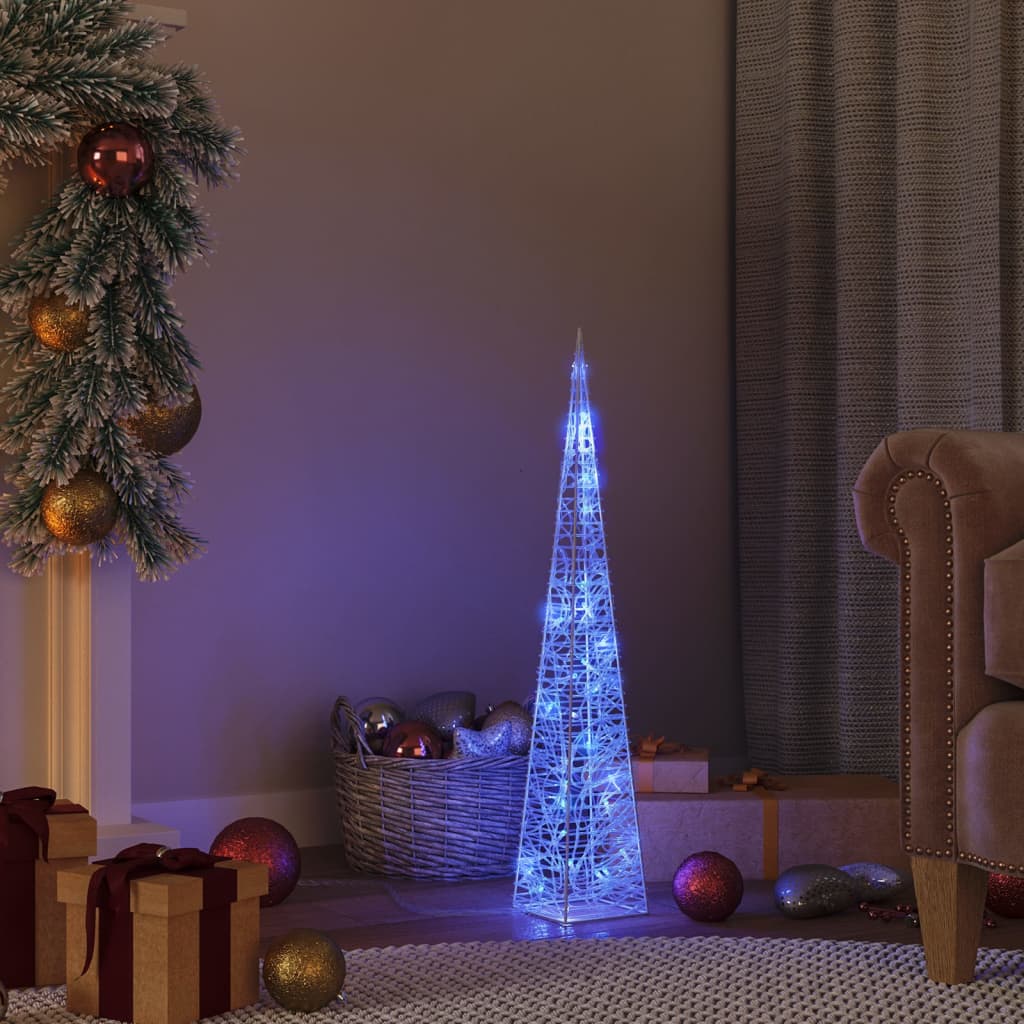 foto del prodotto cono di luce led decorativo acrilico blu 60 cm