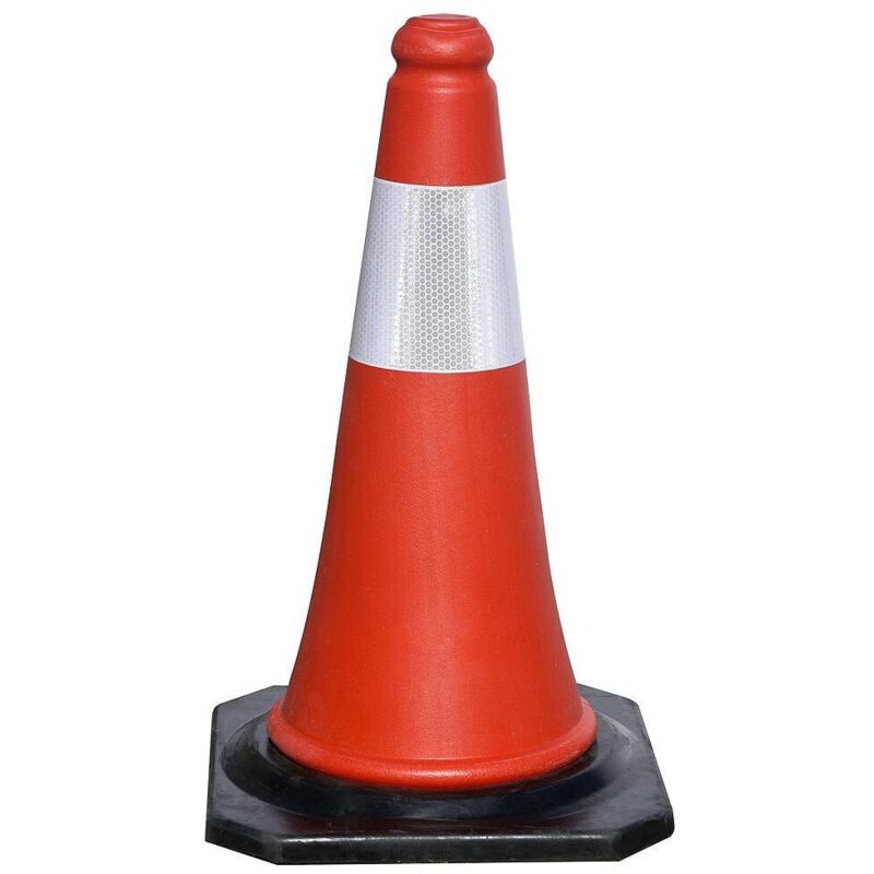 foto del prodotto cono di segnalazione con base in gomma 75 cm. riflessivo