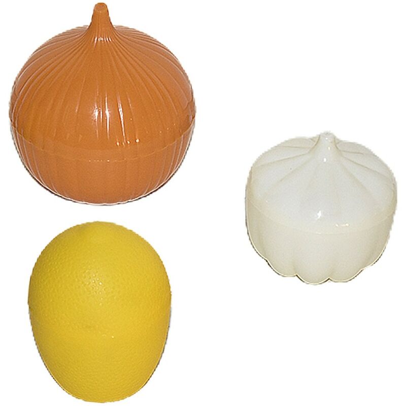 foto del prodotto conserva cipolla limone e aglio barattolo contenitore alimenti salva freschezza in plastica set da 3