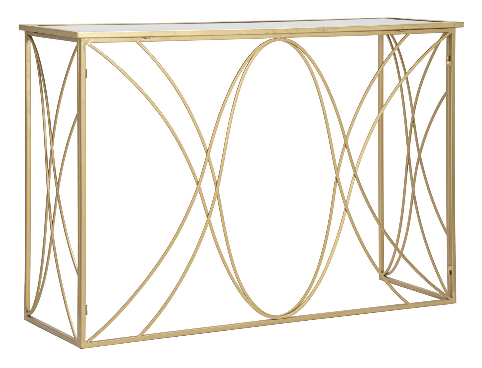 foto del prodotto console exy 120x40x80 cm in ferro e specchio oro e argento