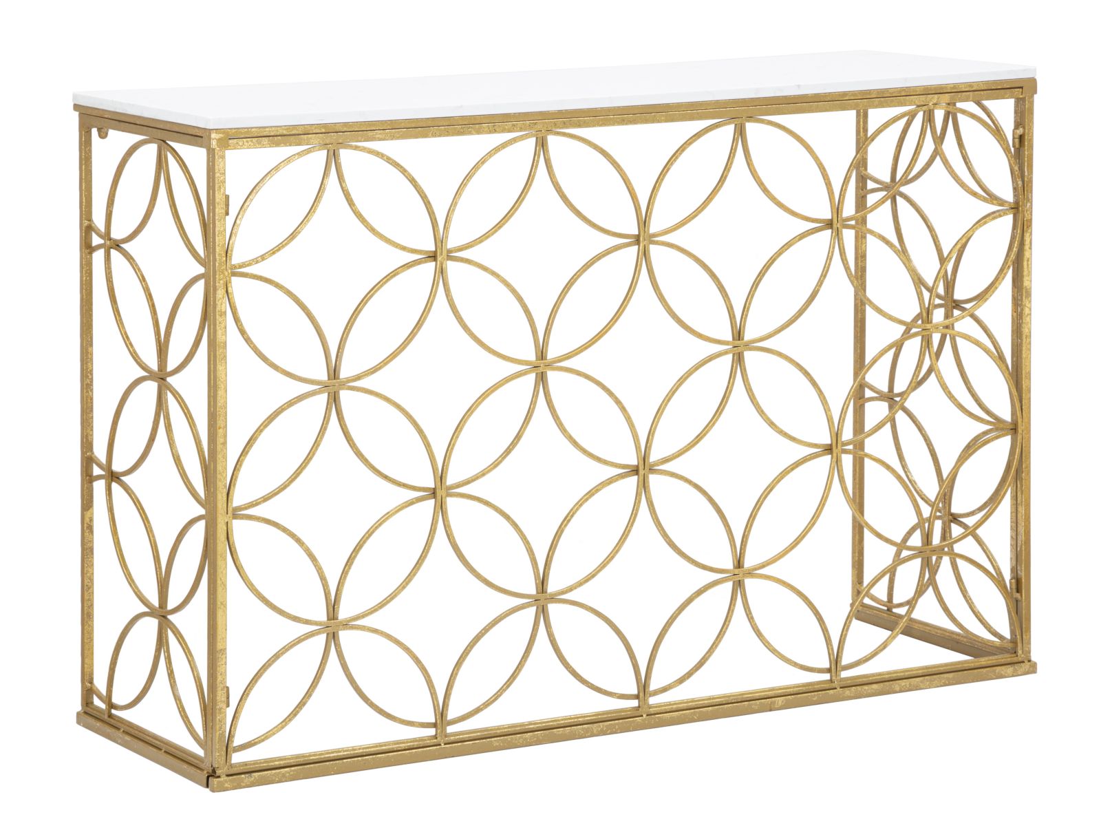 foto del prodotto console star marble 120x40x80 cm in ferro e marmo oro e bianco