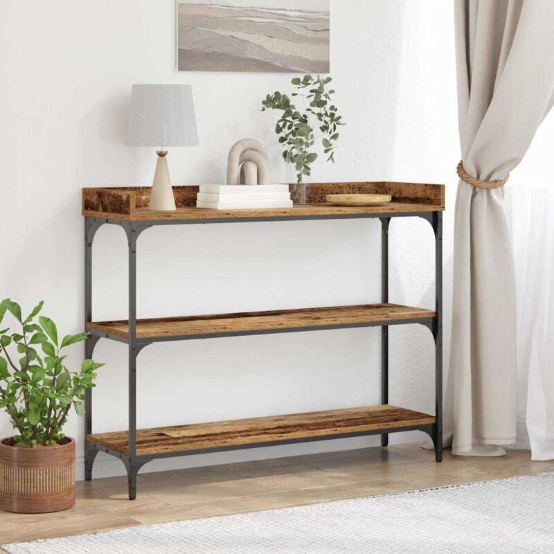 foto del prodotto console table in legno antico 100x30x80 cm in legno ingegnerizzato e acciaio vidaxl