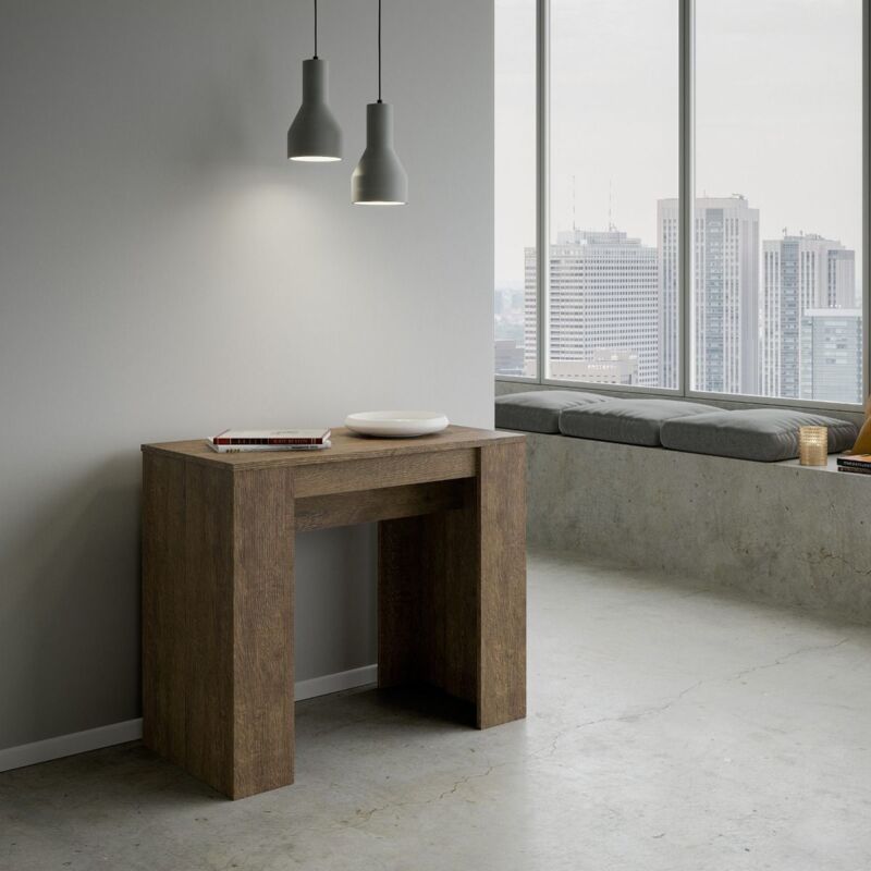 foto del prodotto consolle 90x48 cm allungabile a 204 cm basic small noce