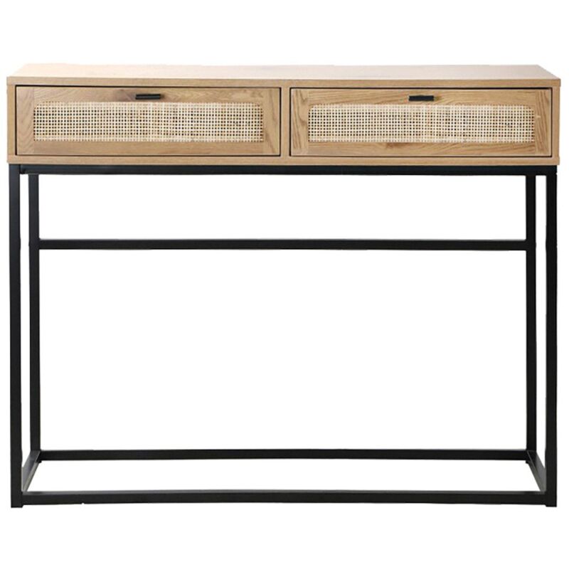 foto del prodotto consolle a 2 cassetti con impagliatura in rattan l100 cm