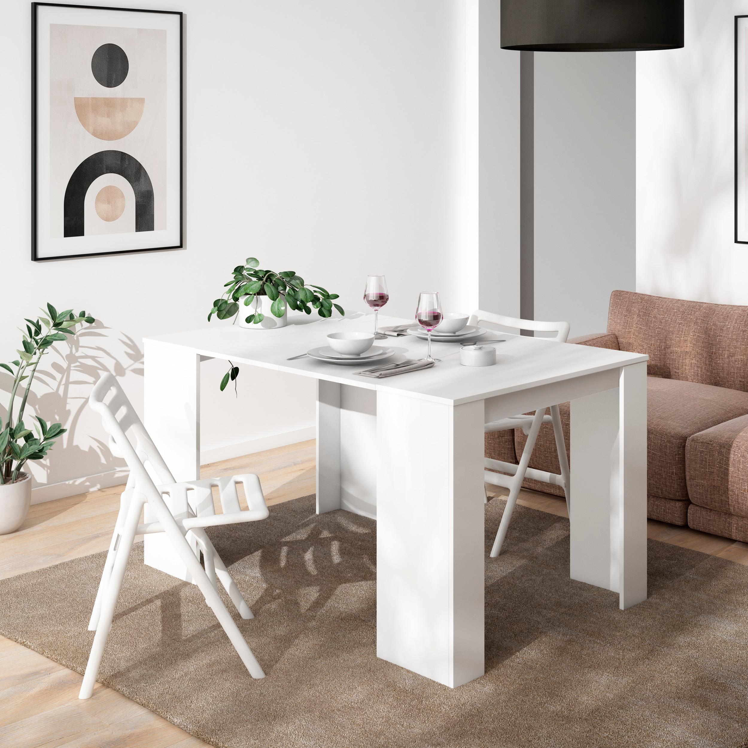 foto del prodotto consolle allungabile, 140x90x77cm, per 6 persone, tavolo da pranzo, bianco rf2617