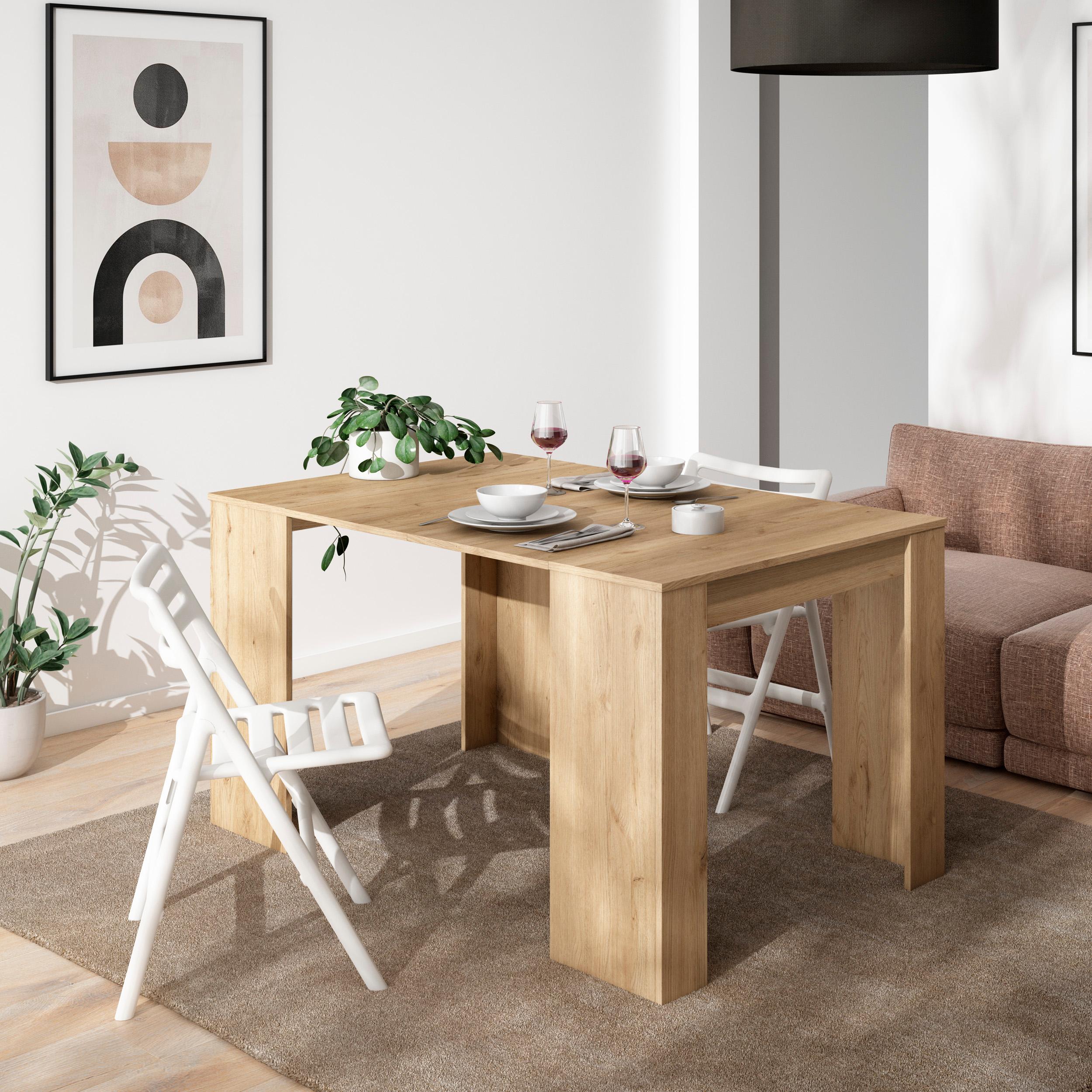 foto del prodotto consolle allungabile, 140x90x77cm, per 6 persone, tavolo da pranzo, colore rovere rf2616