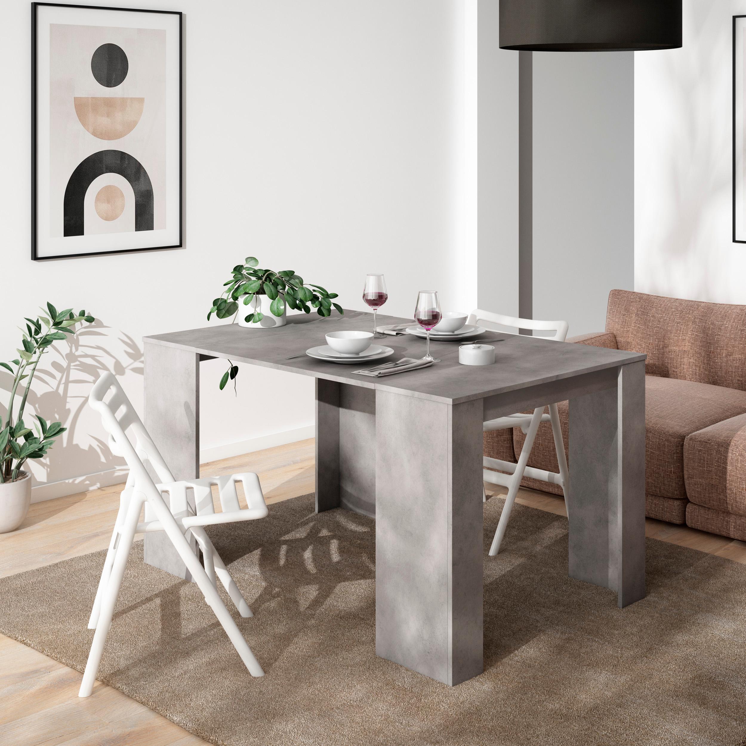foto del prodotto consolle allungabile, 140x90x77cm, per 6 persone, tavolo da pranzo, grigio grigio cemento rf2614