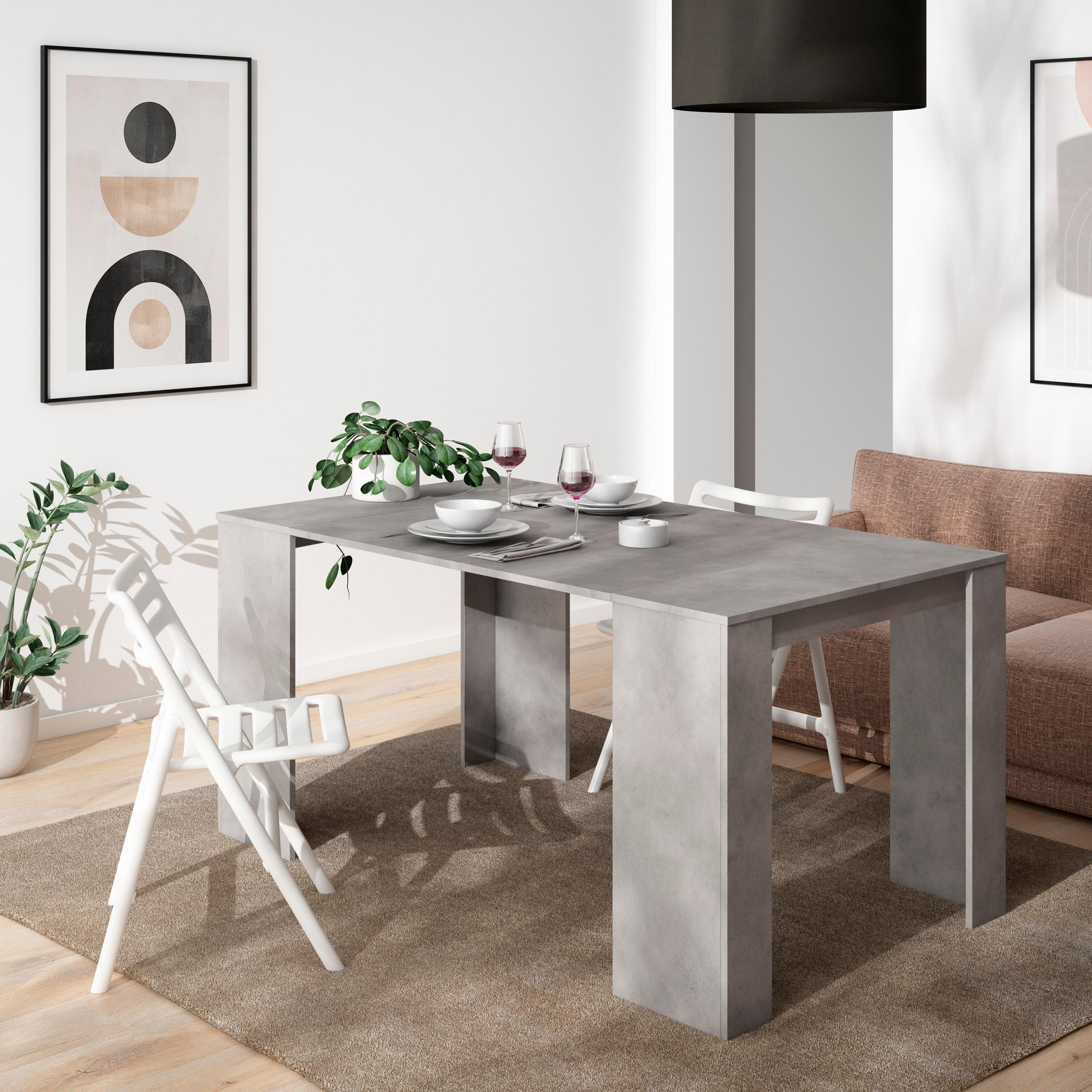 foto del prodotto consolle allungabile, 160x90x77cm, per 8 persone, tavolo da pranzo, grigio cemento rf2620