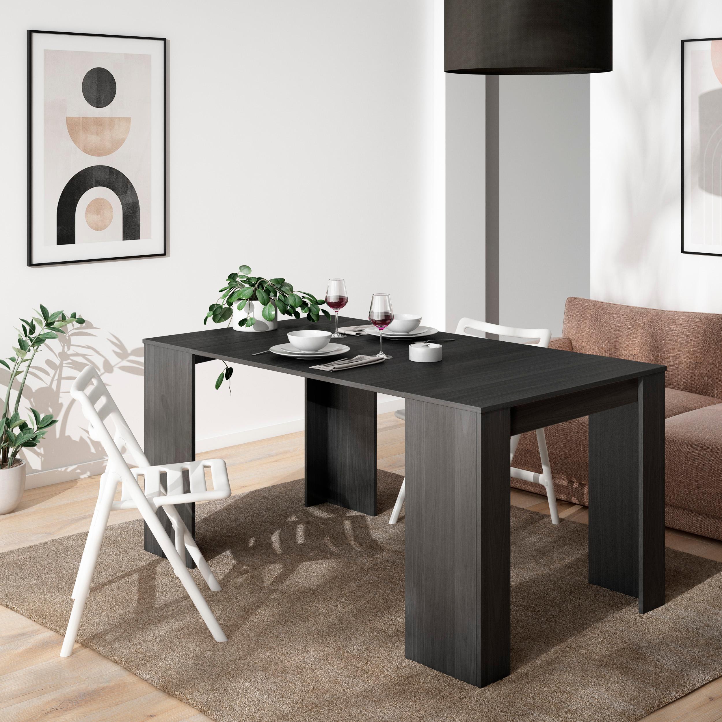 foto del prodotto consolle allungabile, 160x90x77cm, per 8 persone, tavolo da pranzo, nero rf2619