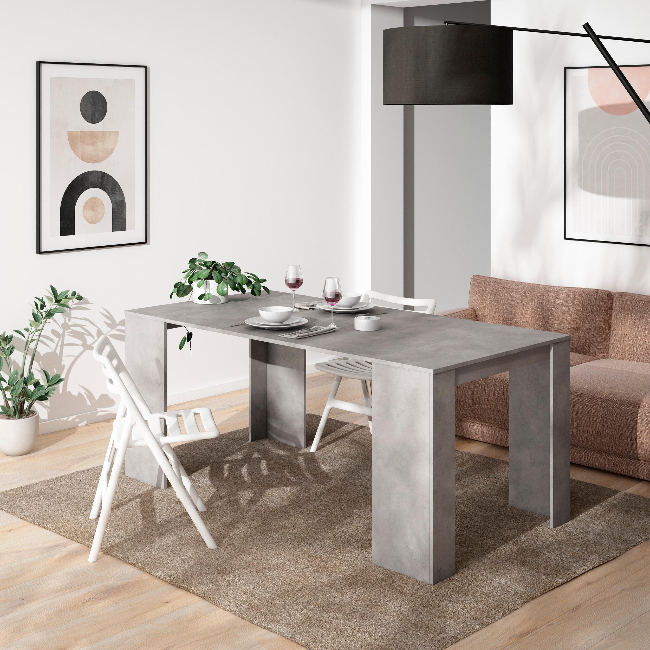 foto del prodotto consolle allungabile, 180x90x77cm, per 8 persone, tavolo da pranzo, grigio cemento rf2625