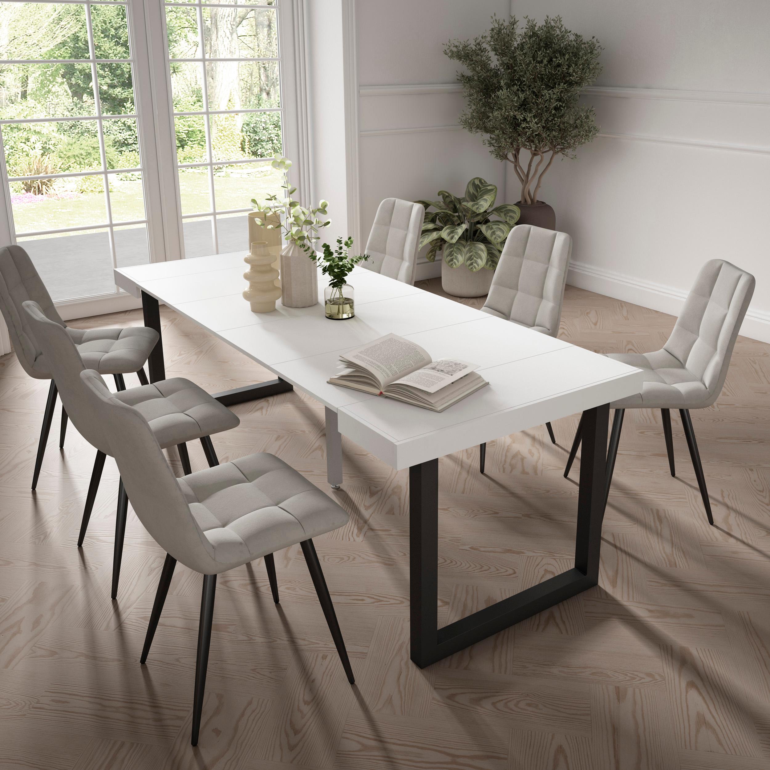 foto del prodotto consolle allungabile, 222x90x73cm, per 10 persone, gambe in legno, bianco rf2927