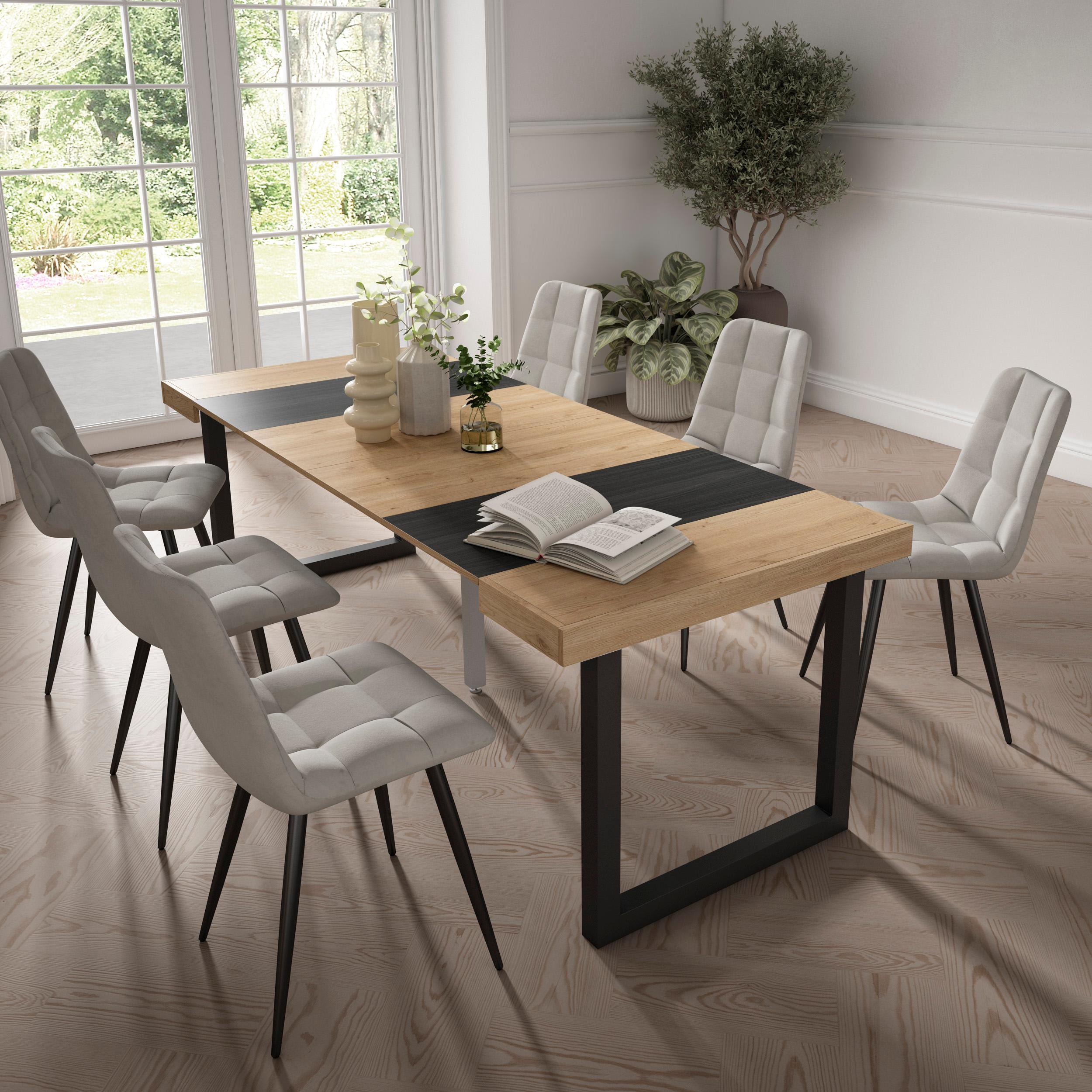 foto del prodotto consolle allungabile, 222x90x73cm, per 10 persone, gambe in legno, colore rovere rf2936