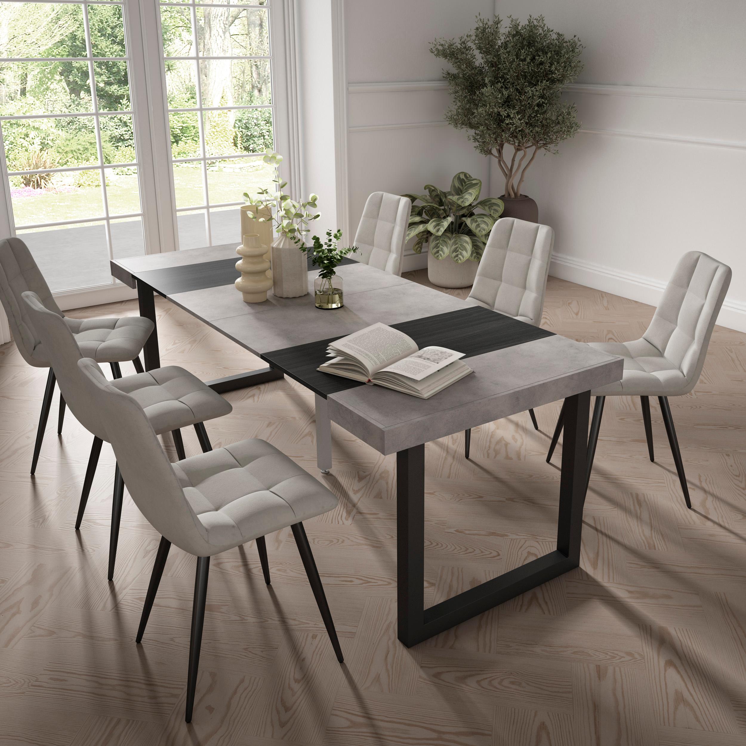 foto del prodotto consolle allungabile, 222x90x73cm, per 10 persone, gambe in legno, grigio cemento rf2930