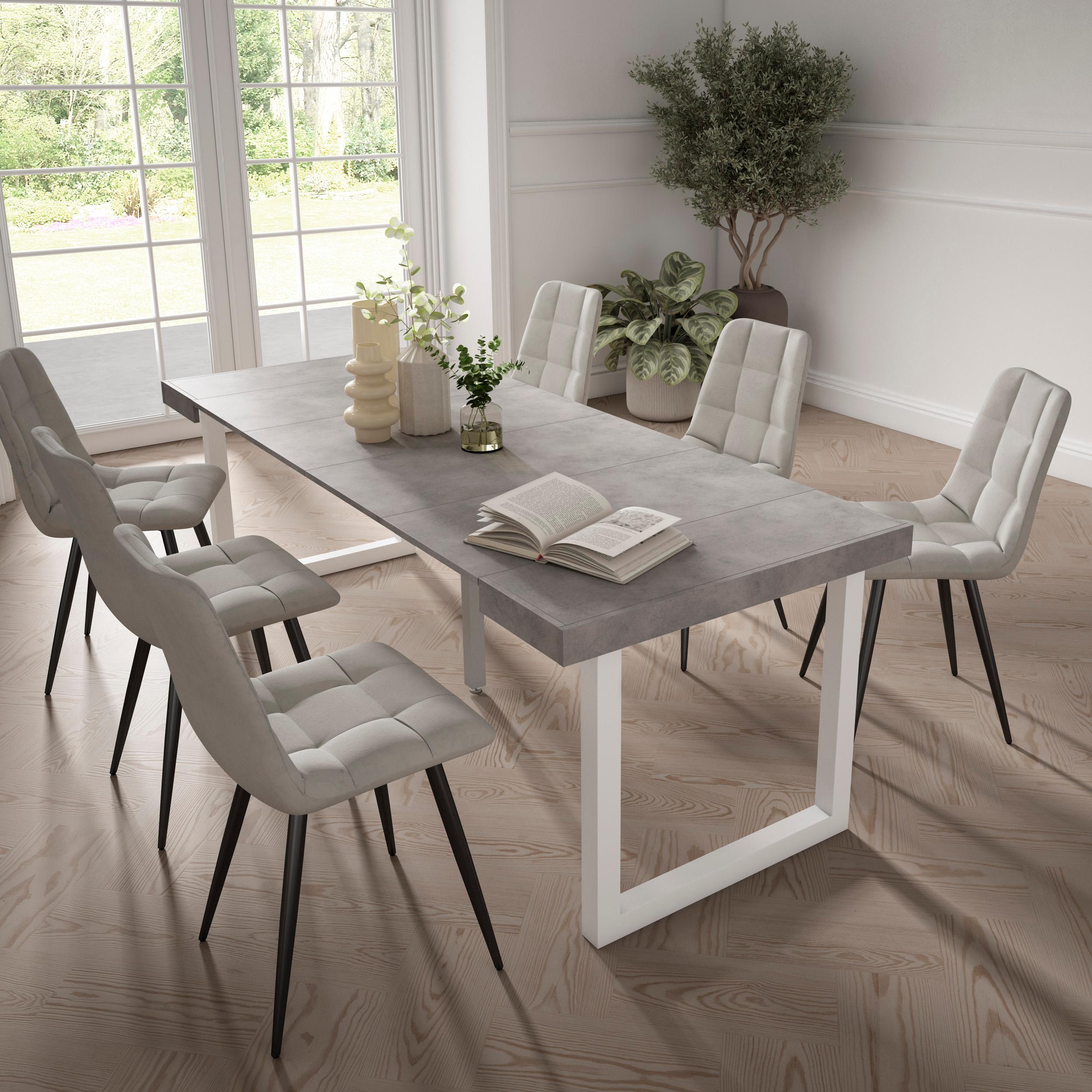 foto del prodotto consolle allungabile, 222x90x73cm, per 10 persone, gambe in legno, grigio cemento rf2972