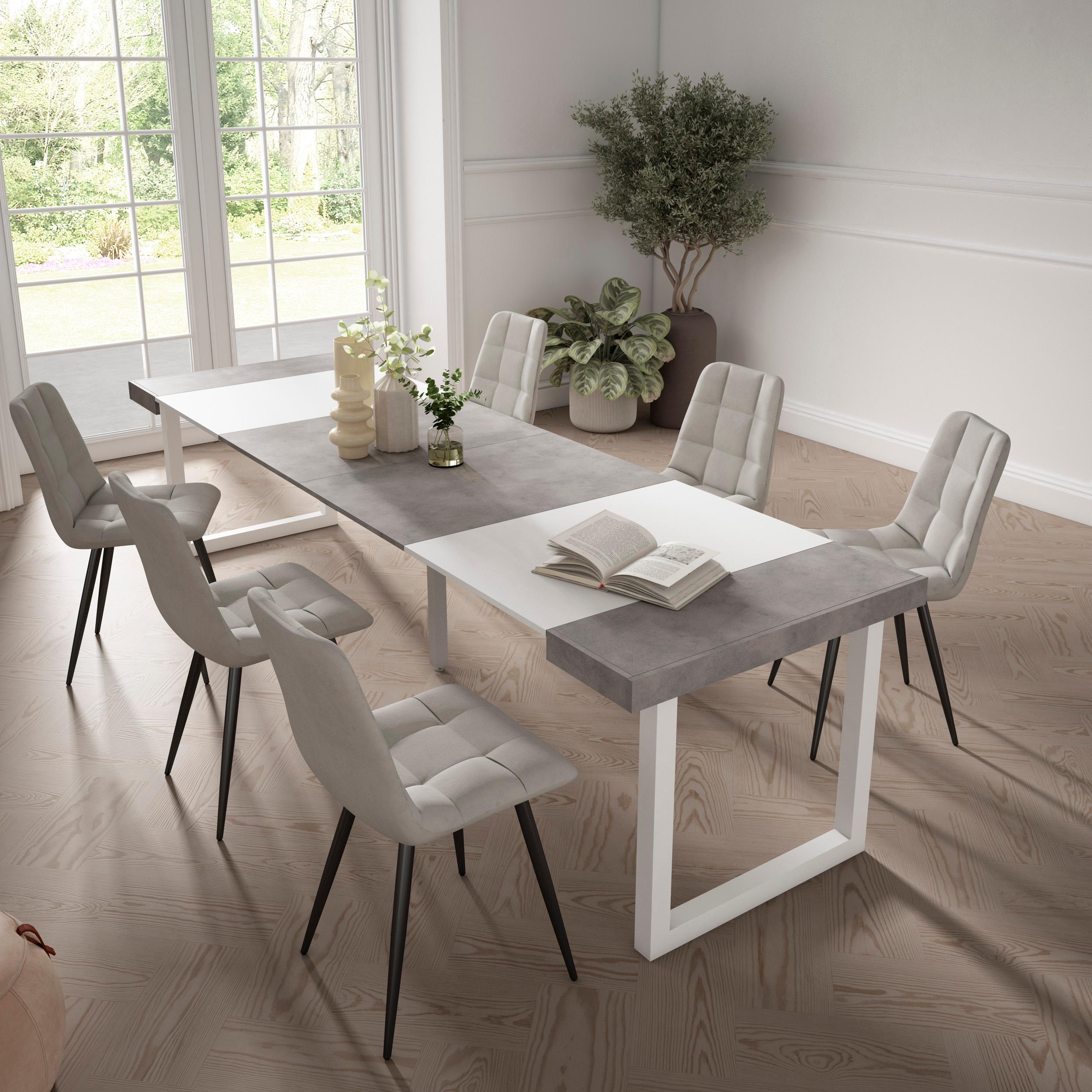 foto del prodotto consolle allungabile, 302x90x73cm, per 14 persone, gambe in legno, grigio cemento rf2966