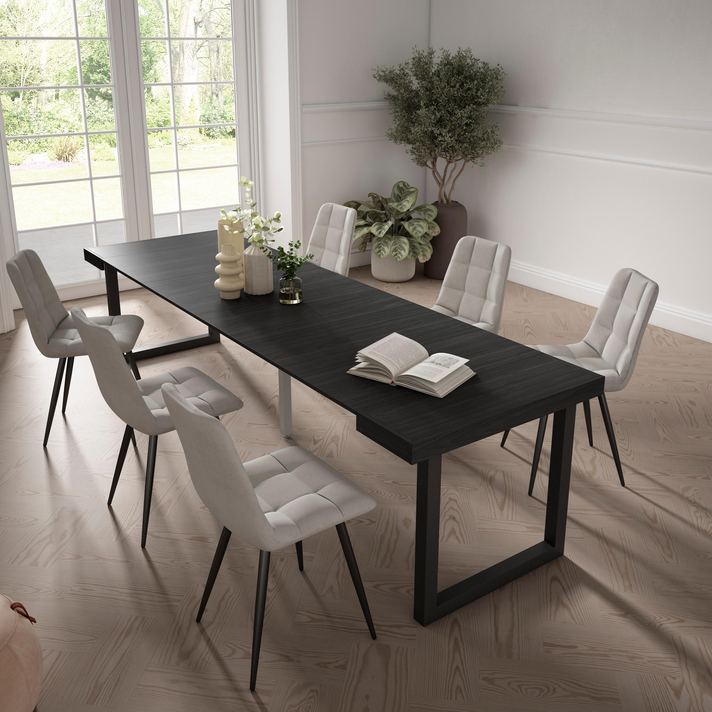 foto del prodotto consolle allungabile, 302x90x73cm, per 14 persone, gambe in legno, nero rf2949