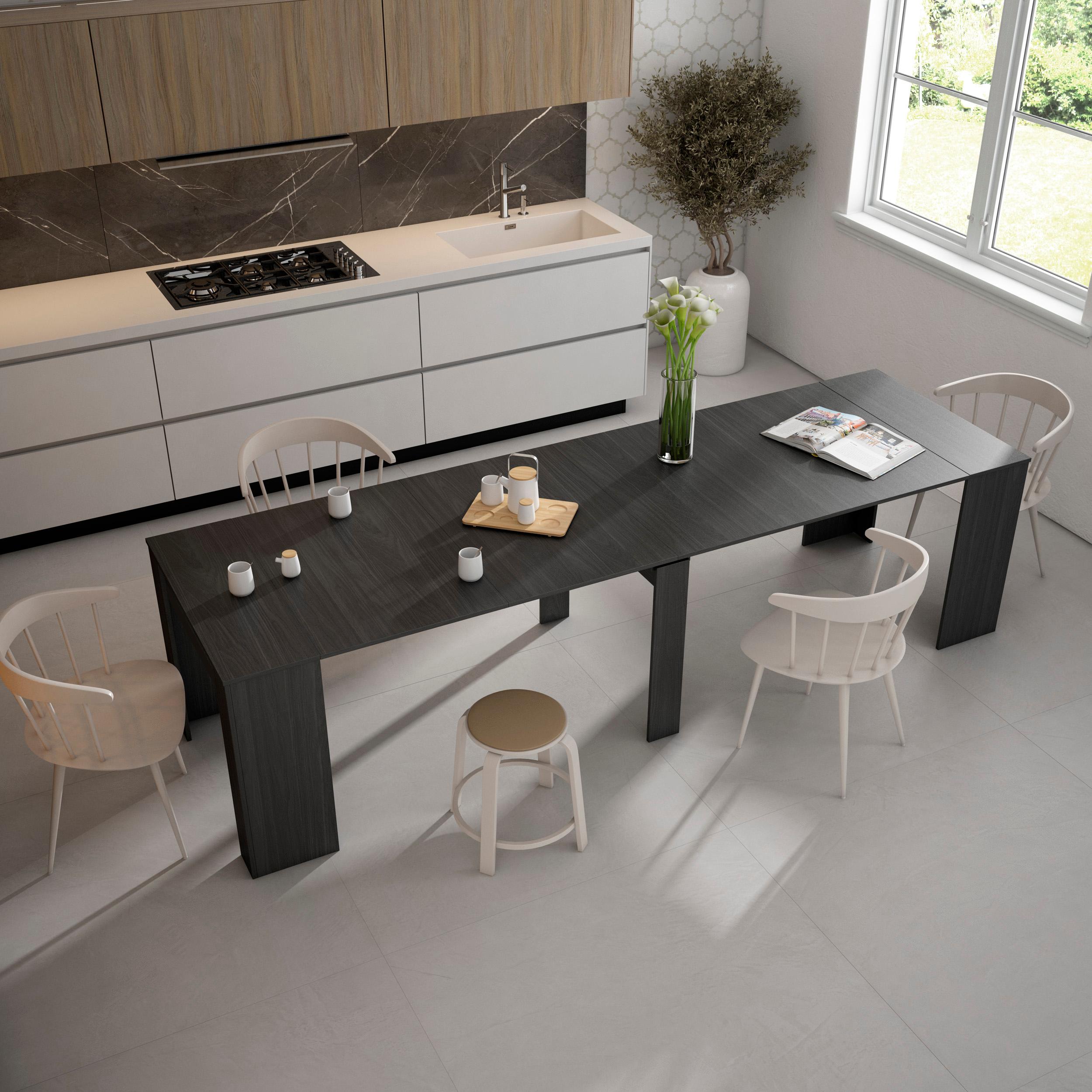 foto del prodotto consolle allungabile, 302x90x77cm, per 14 persone, tavolo da pranzo, nero rf2657