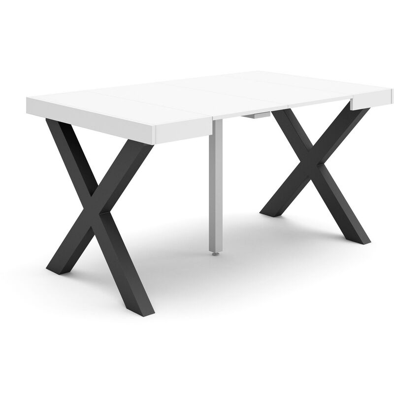 foto del prodotto consolle allungabile, 58 fino 140x90x73cm, per 6 persone, gambe in legno, bianco rf2728
