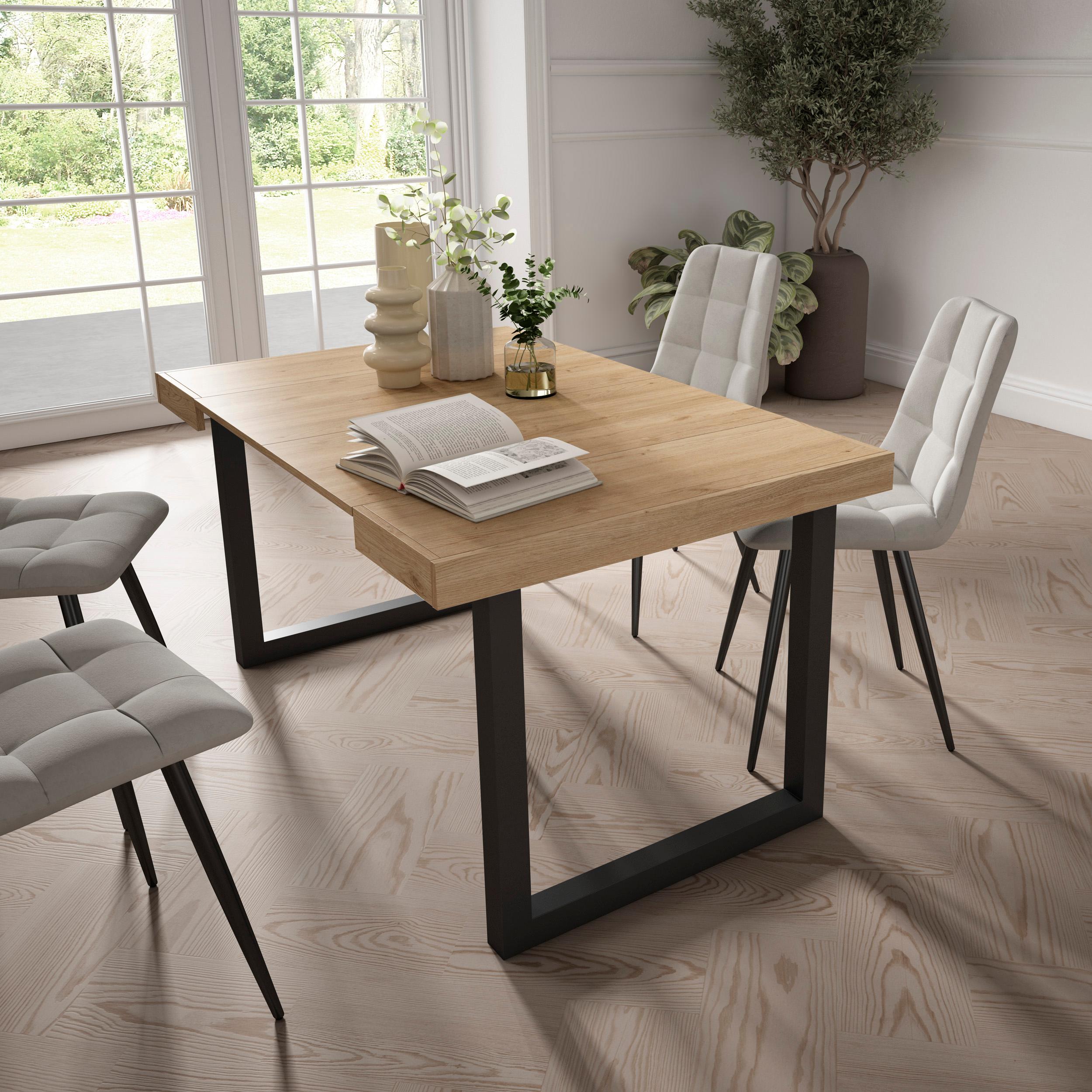 foto del prodotto consolle allungabile, 58 fino 140x90x73cm, per 6 persone, gambe in legno, colore rovere rf2691