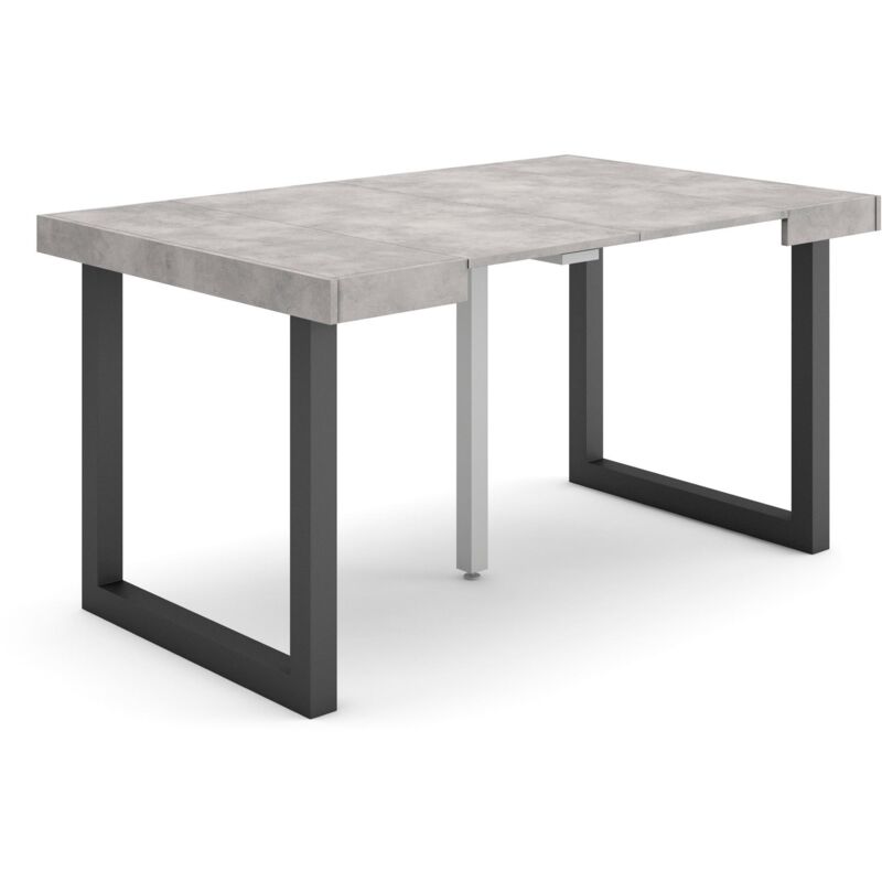 foto del prodotto consolle allungabile, 58 fino 140x90x73cm, per 6 persone, gambe in legno, grigio cemento rf2711