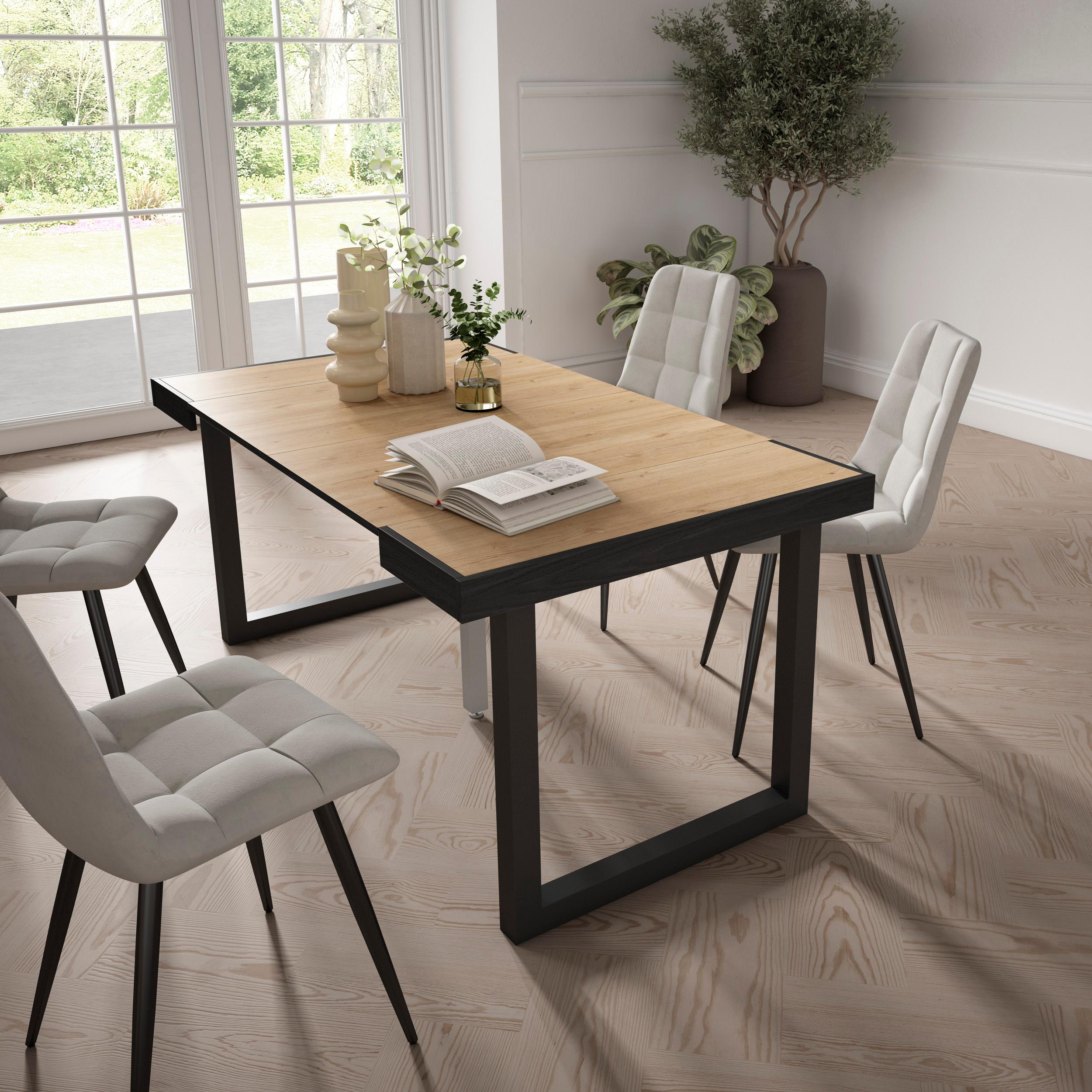 foto del prodotto consolle allungabile, 58 fino 160x90x73cm, per 8 persone, gambe in legno, colore rovere rf2743