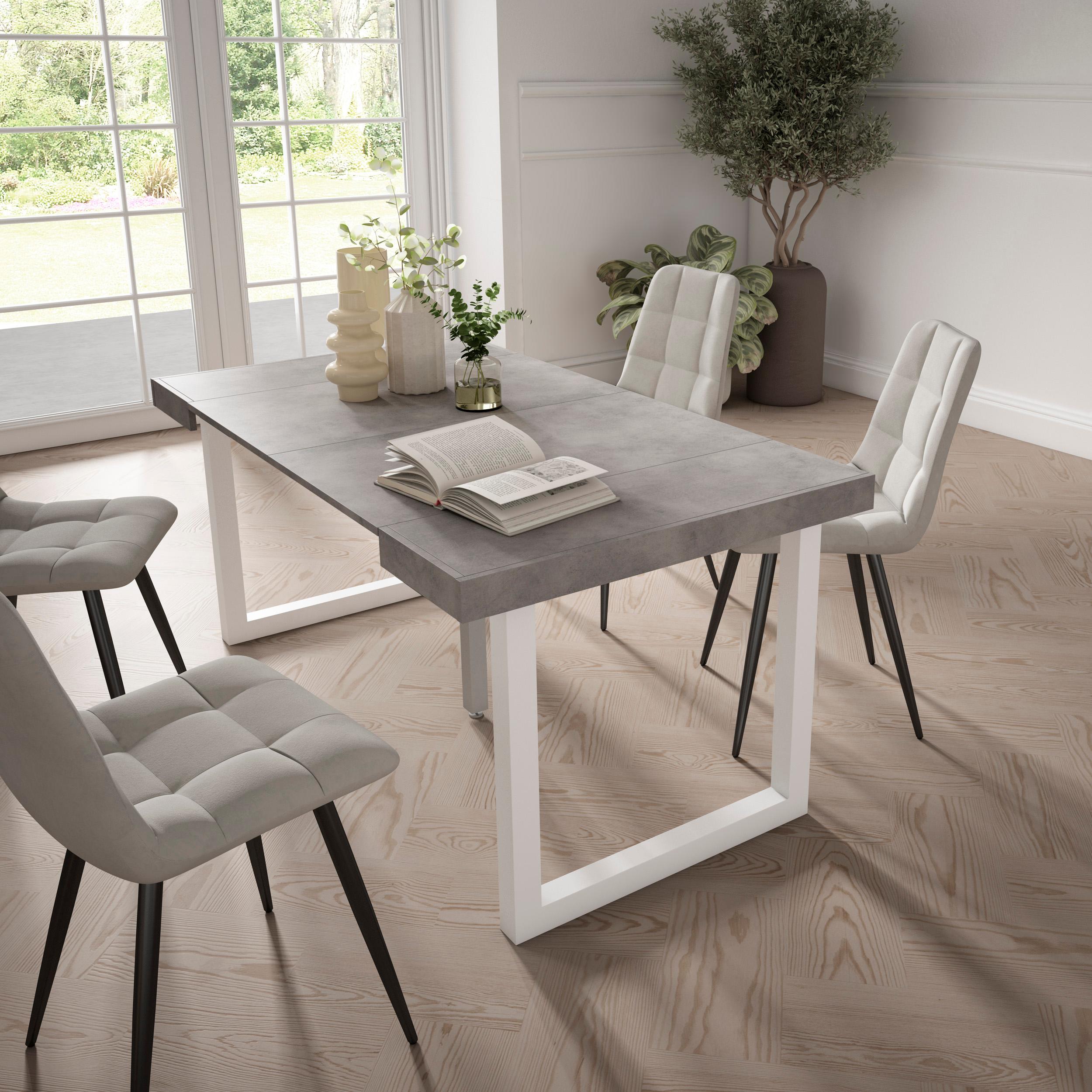 foto del prodotto consolle allungabile, 58 fino 160x90x73cm, per 8 persone, gambe in legno, grigio cemento rf2745
