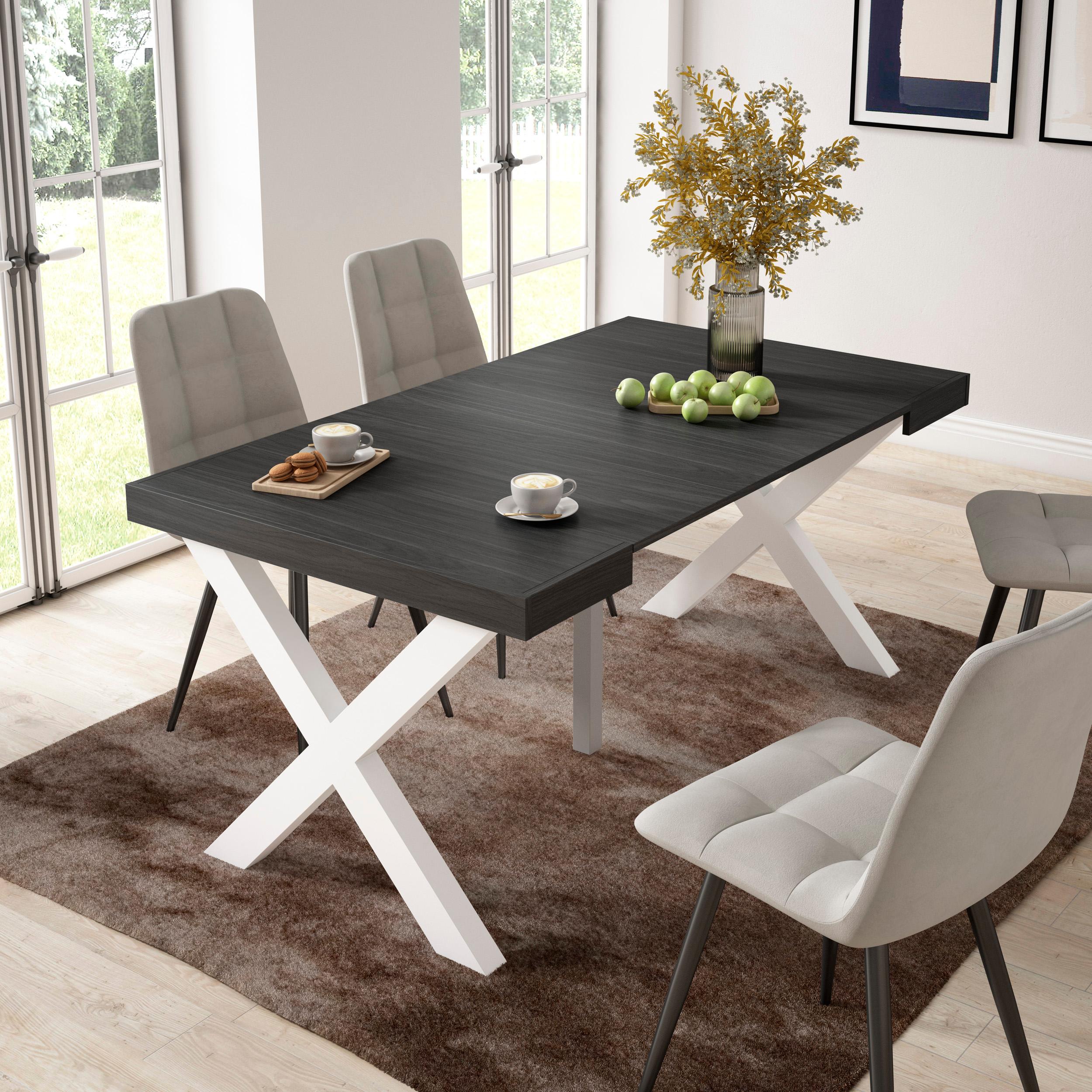 foto del prodotto consolle allungabile, 58 fino 160x90x73cm, per 8 persone, gambe in legno, nero rf2737