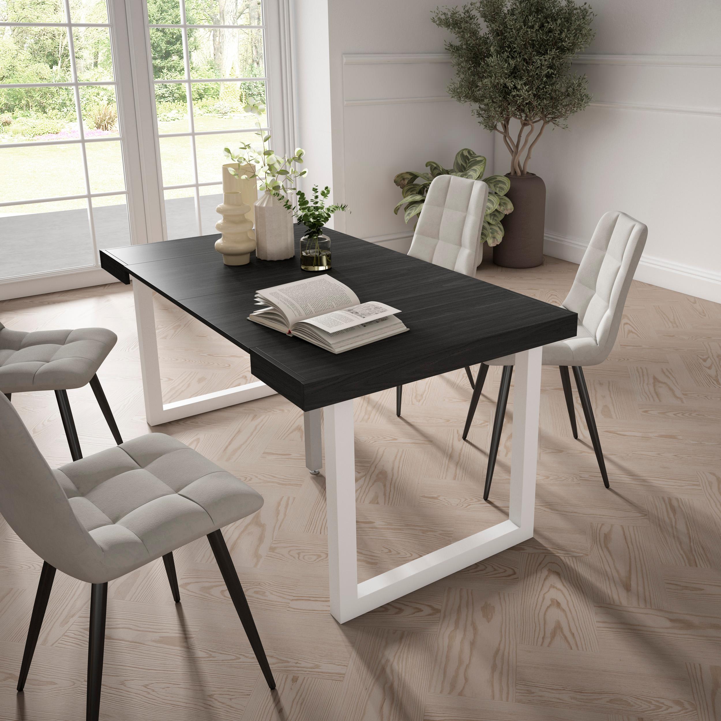 foto del prodotto consolle allungabile, 58 fino 160x90x73cm, per 8 persone, gambe in legno, nero rf2747