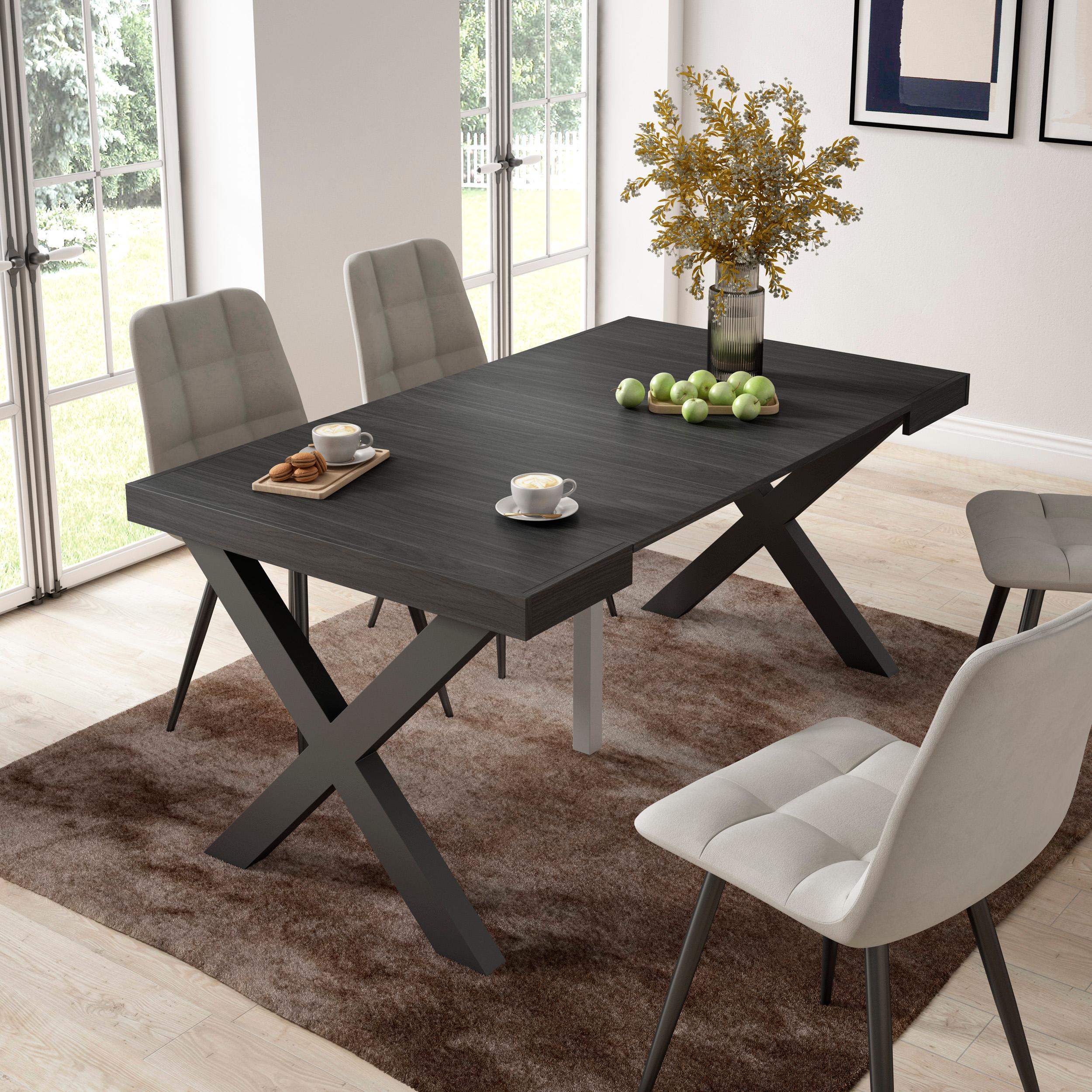 foto del prodotto consolle allungabile, 58 fino 160x90x73cm, per 8 persone, gambe in legno, nero rf2751