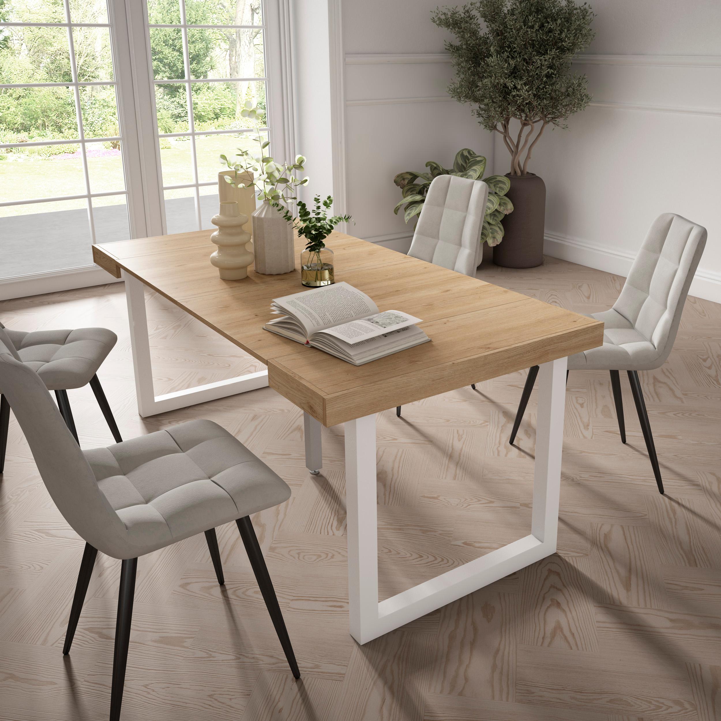 foto del prodotto consolle allungabile, 58 fino 180x90x73cm, per 8 persone, gambe in legno, colore rovere rf2695