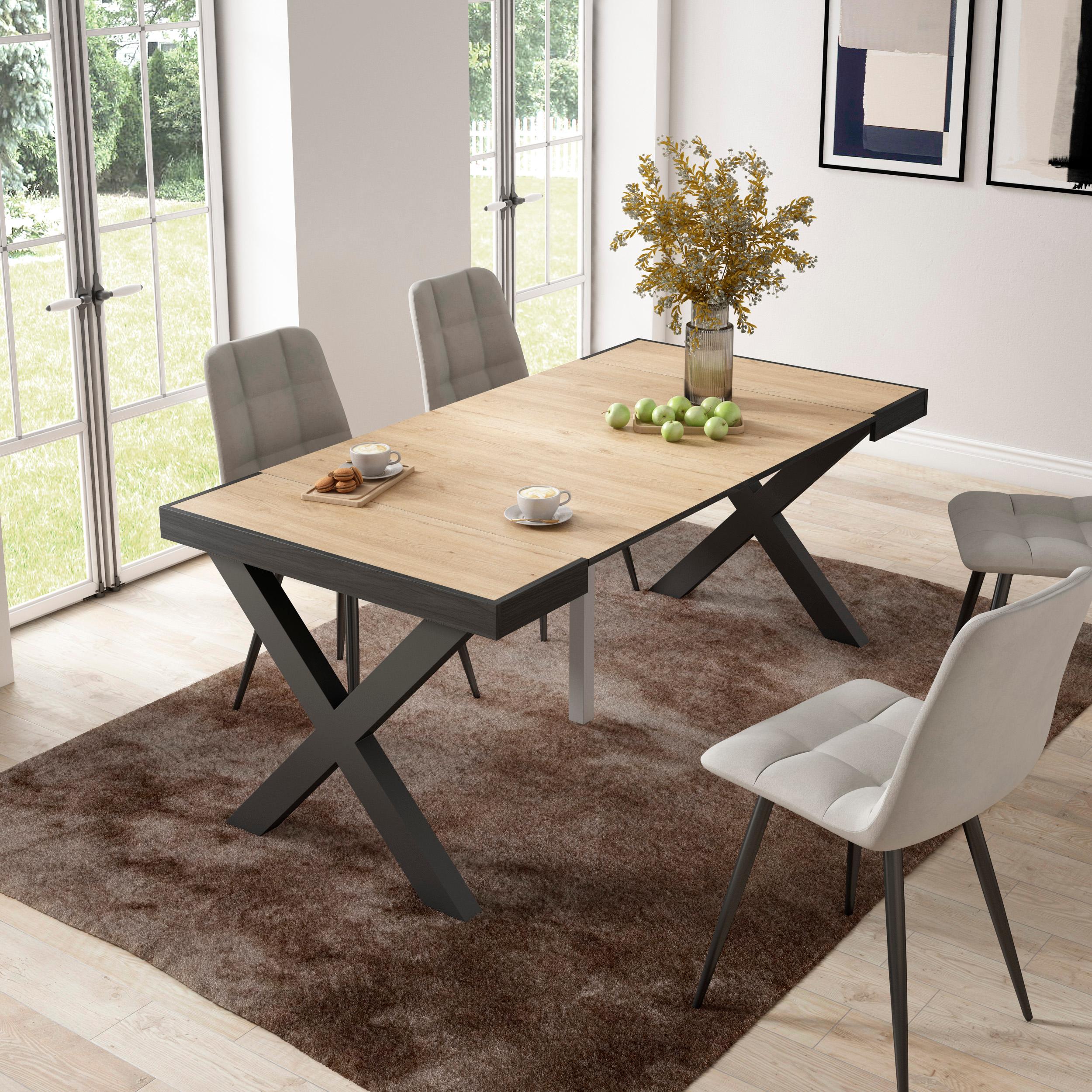 foto del prodotto consolle allungabile, 58 fino 180x90x73cm, per 8 persone, gambe in legno, colore rovere rf2762