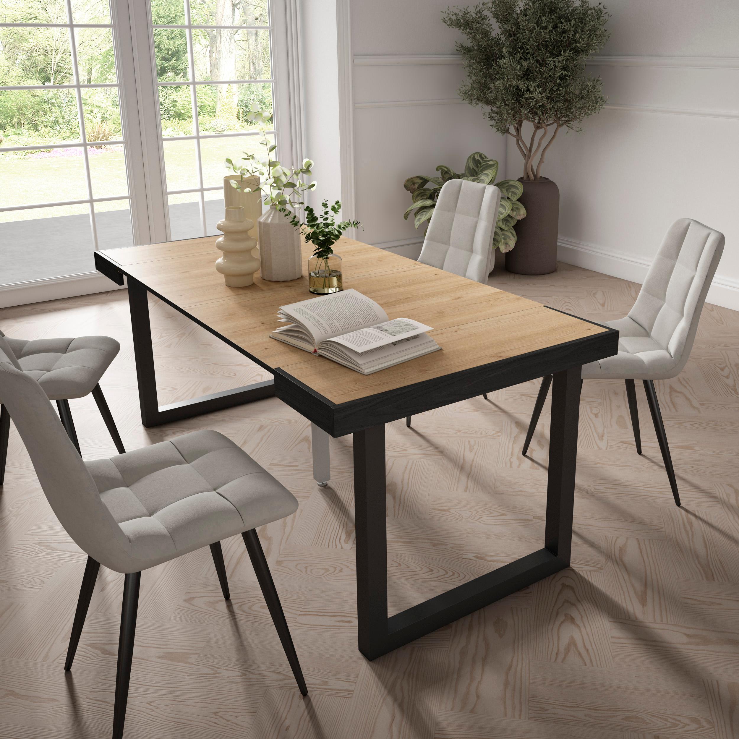 foto del prodotto consolle allungabile, 58 fino 180x90x73cm, per 8 persone, gambe in legno, colore rovere rf2775