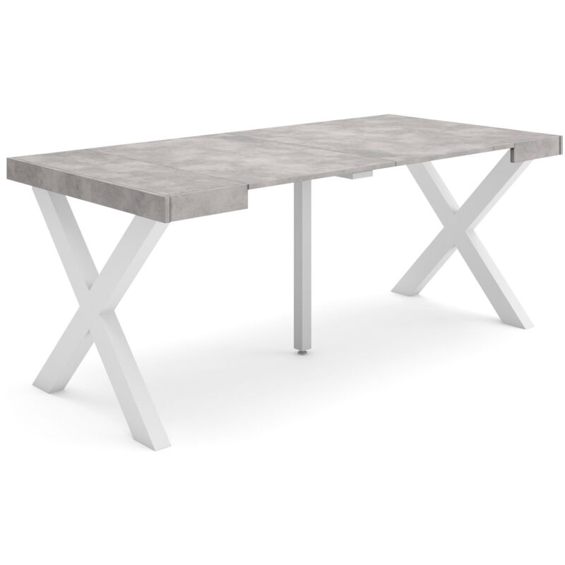 foto del prodotto consolle allungabile, 58 fino 180x90x73cm, per 8 persone, gambe in legno, grigio cemento rf2770
