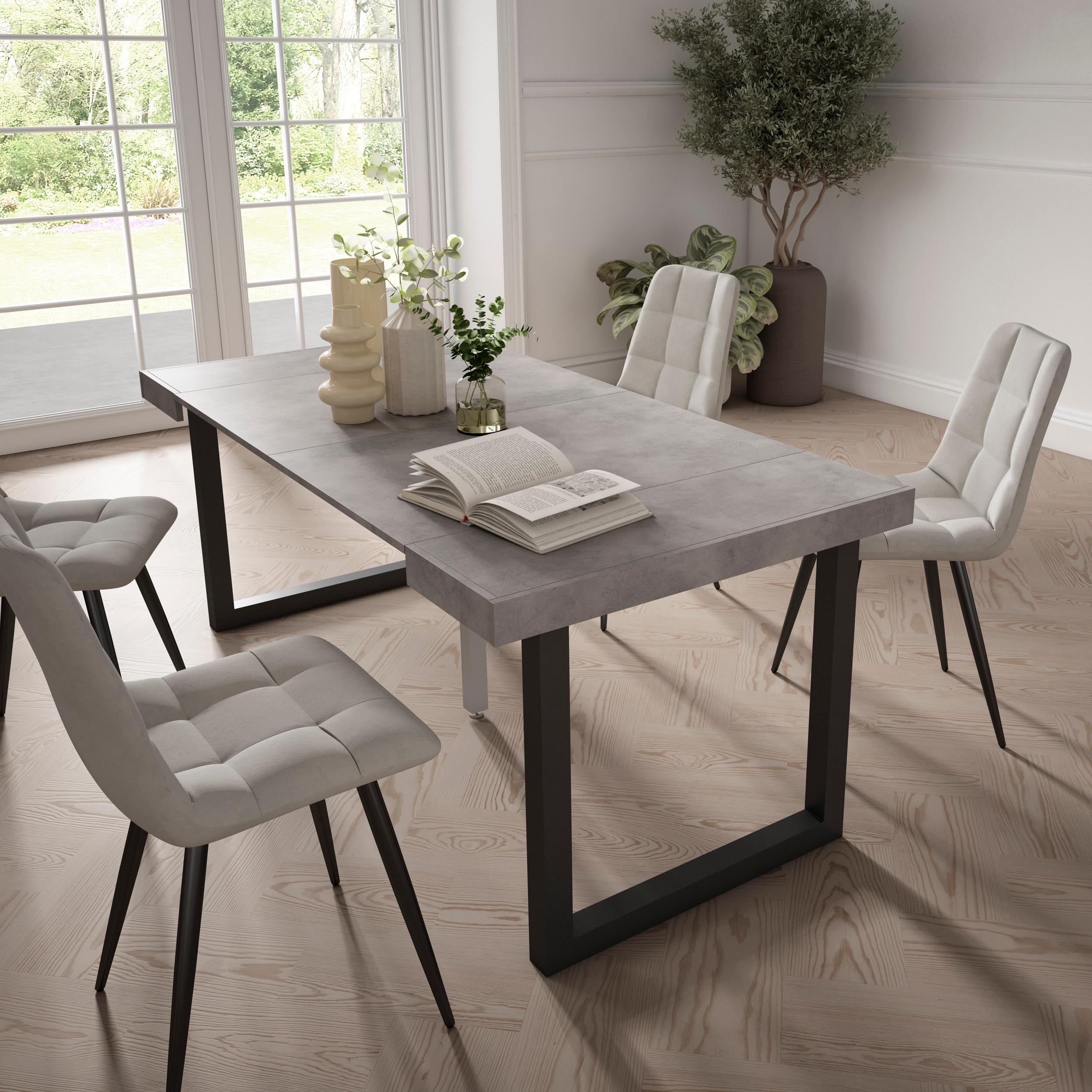 foto del prodotto consolle allungabile, 58 fino 180x90x73cm, per 8 persone, gambe in legno, grigio cemento rf2774