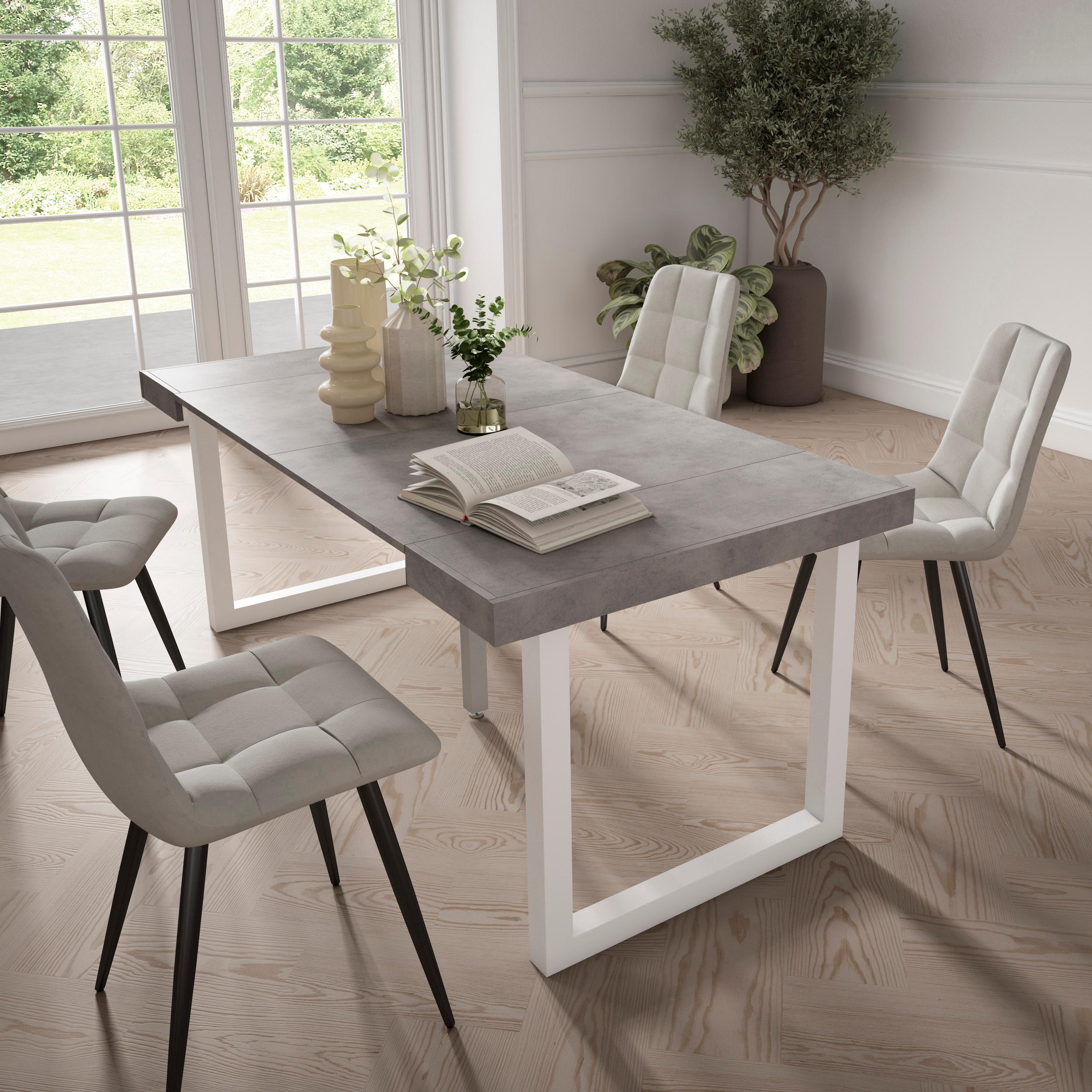 foto del prodotto consolle allungabile, 58 fino 180x90x73cm, per 8 persone, gambe in legno, grigio cemento rf2780