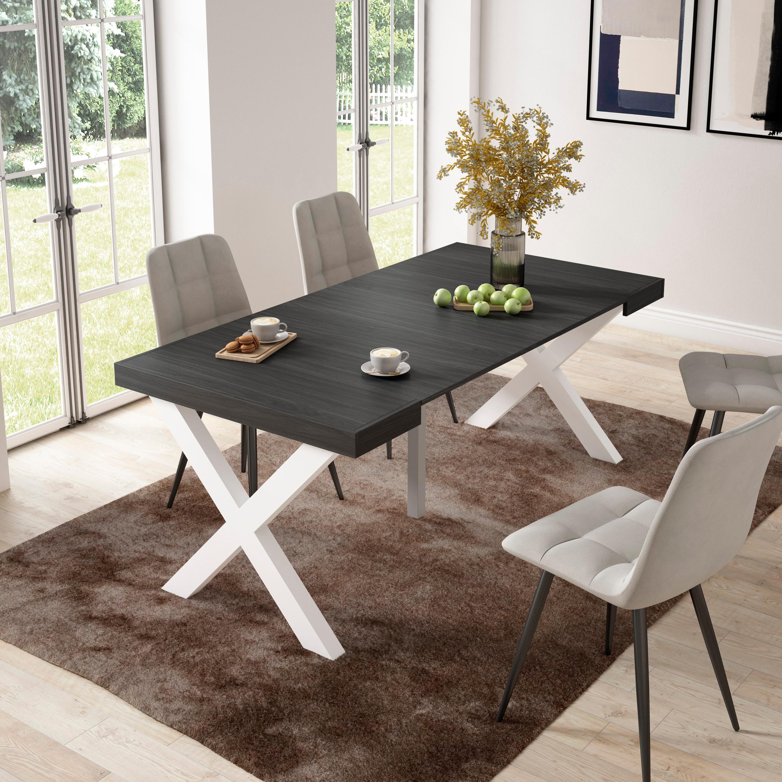 foto del prodotto consolle allungabile, 58 fino 180x90x73cm, per 8 persone, gambe in legno, nero rf2767