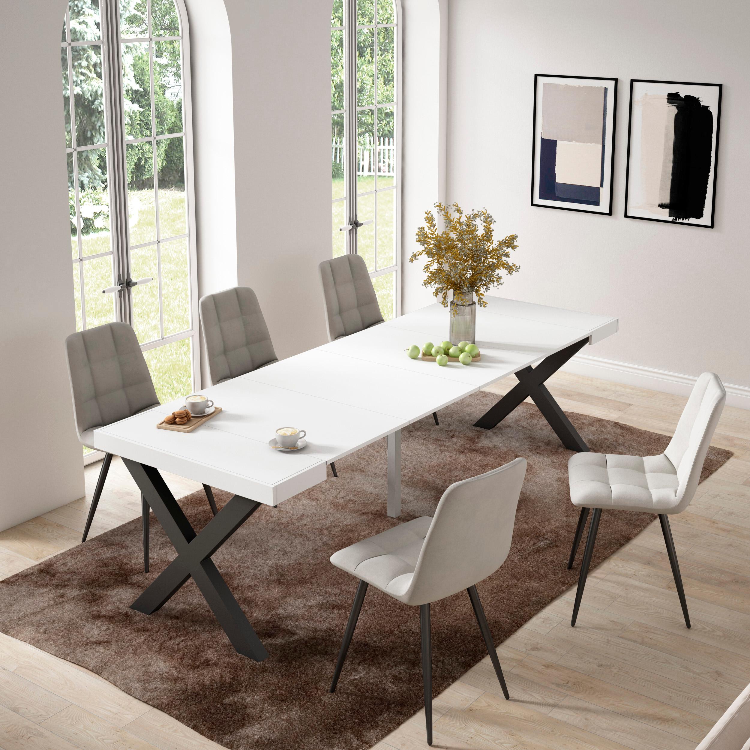 foto del prodotto consolle allungabile, 58 fino 262x90x73cm, per 12 persone, gambe in legno, bianco rf2811