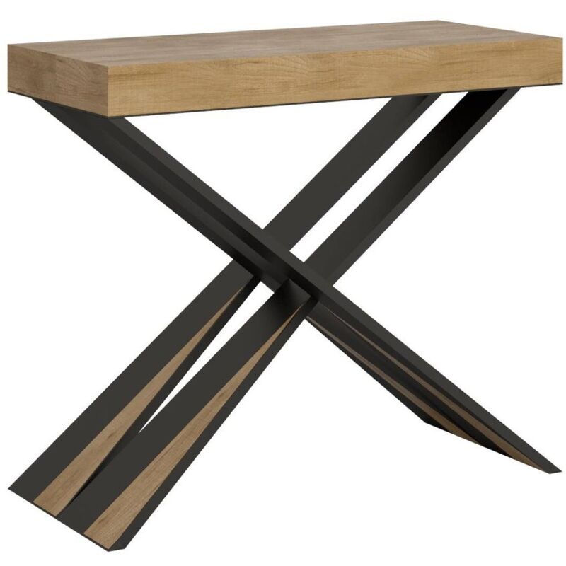 foto del prodotto consolle allungabile 90x40 196 cm diago small telaio antracite quercia natura