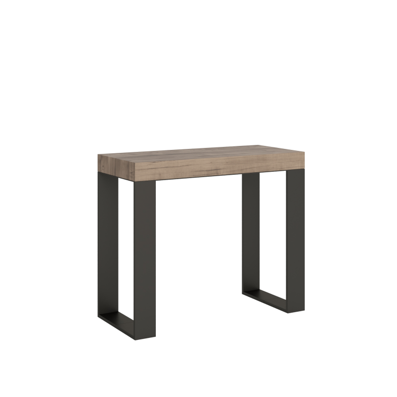 foto del prodotto consolle allungabile 90x40 196 cm tecno small telaio antracite quercia natura