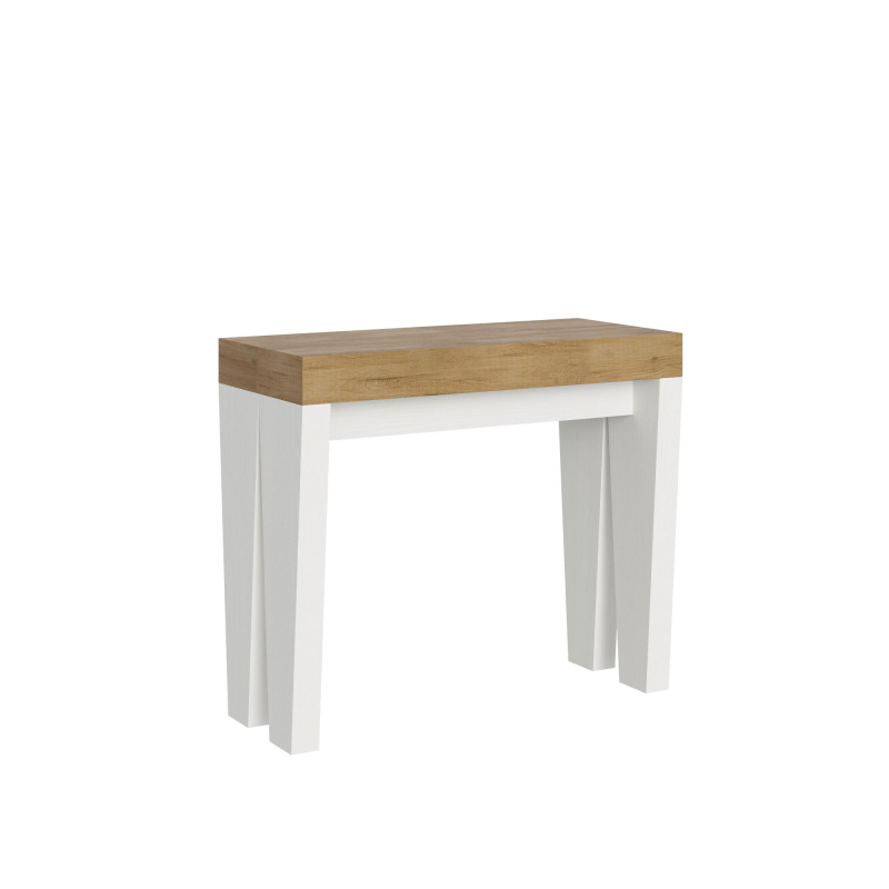 foto del prodotto consolle allungabile 90x40 300 cm spimbo mix piano bianco frassino quercia natura bianco frassino