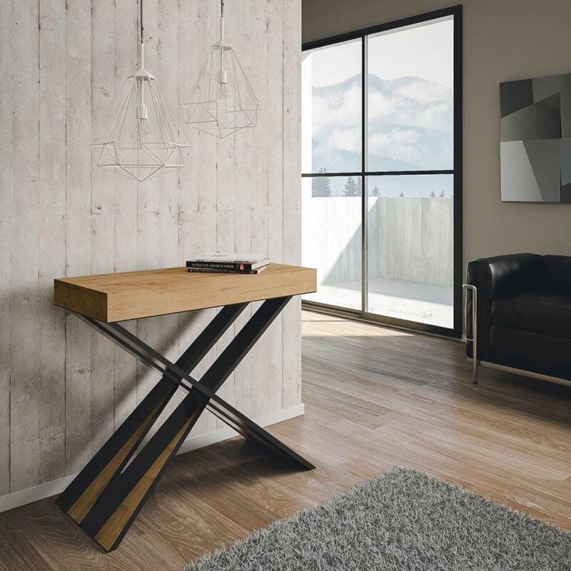 foto del prodotto consolle allungabile 90x40 cm diago small quercia natura fino a 196 cm